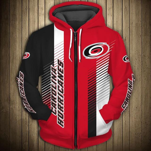 Carolina Hurricanes Stripes Casual Zipper Hoodie