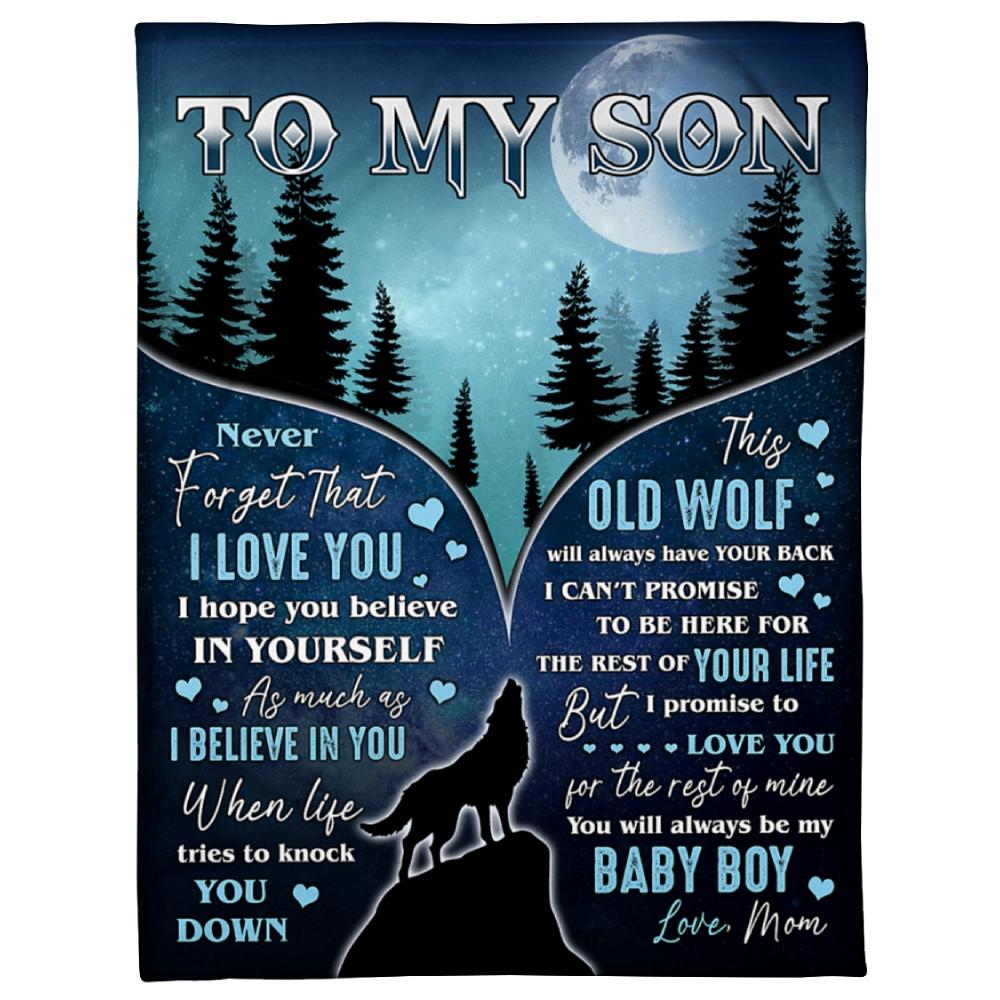 To My Son Wolf Baby Boy Fleece Blanket Family Gift Home Decor Bedding Couch Sofa Soft And Comfy Cozy Fleece Blanket Family Gift Home Decor Bedding Couch Sofa Soft And Comfy Cozy