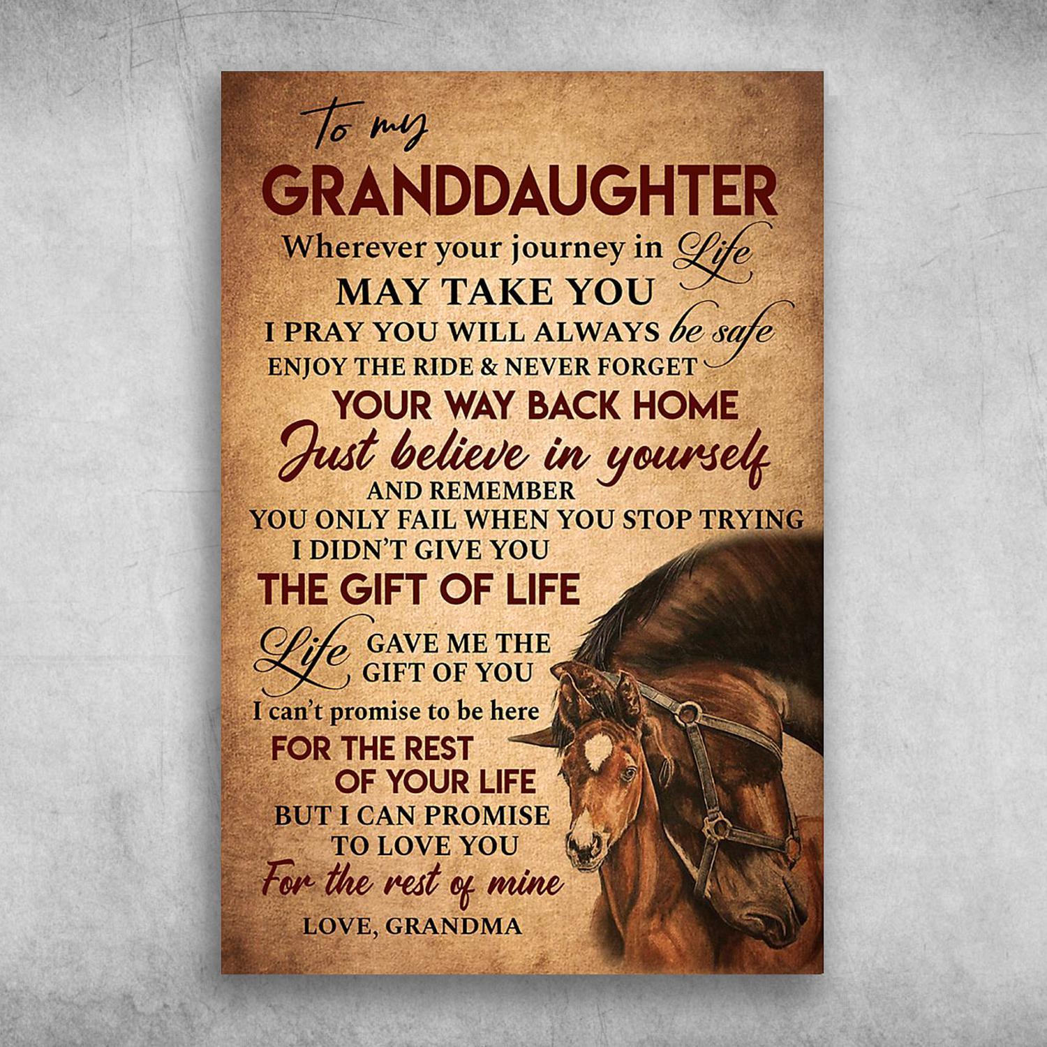 The Horse To My Granddaughter I Can Promise To Love You Poster Print ...