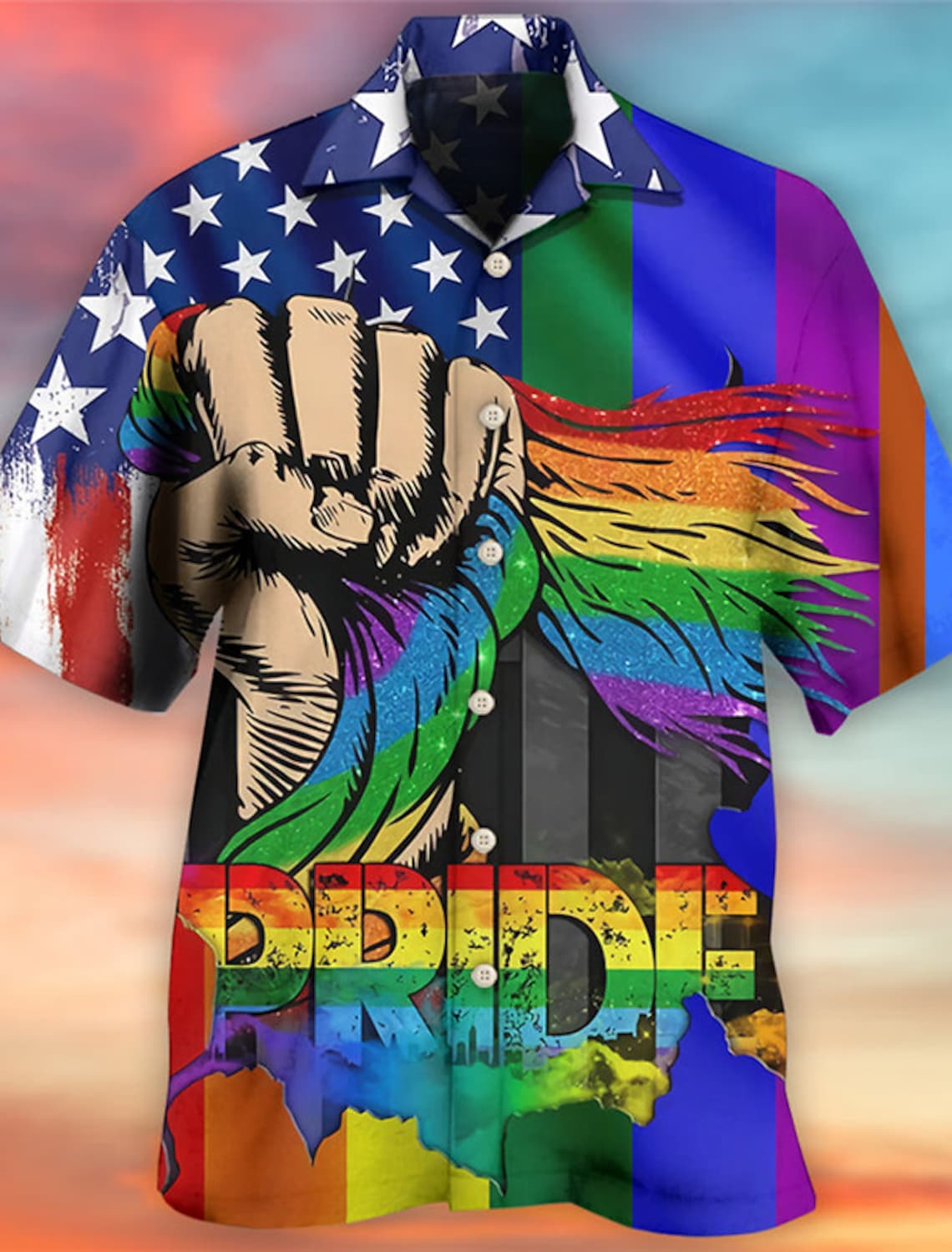 Pride 2023 American Flag Men’S Shirt, Lgbt Hawaiian Shirt, Summer Shirt