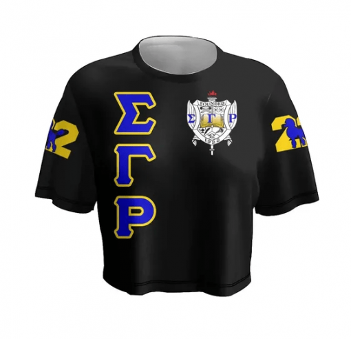 Sigma Gamma Rho Founded 1922 Poodle Black Crop Top T Shirt