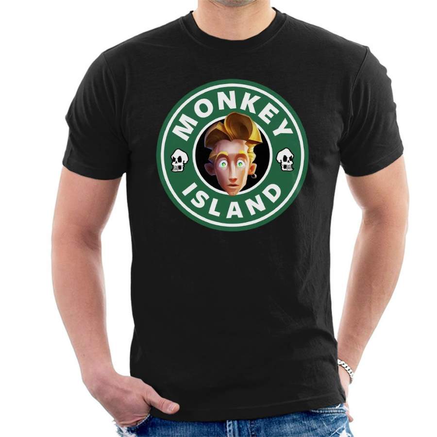 Monkey Island Guybush Threepwood Star Bucks Logo Men’s T-Shirt