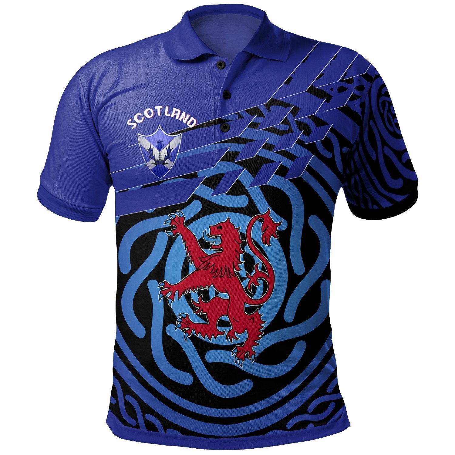 Scotland Polo Shirt Scotland Symbol With Celtic Patterns
