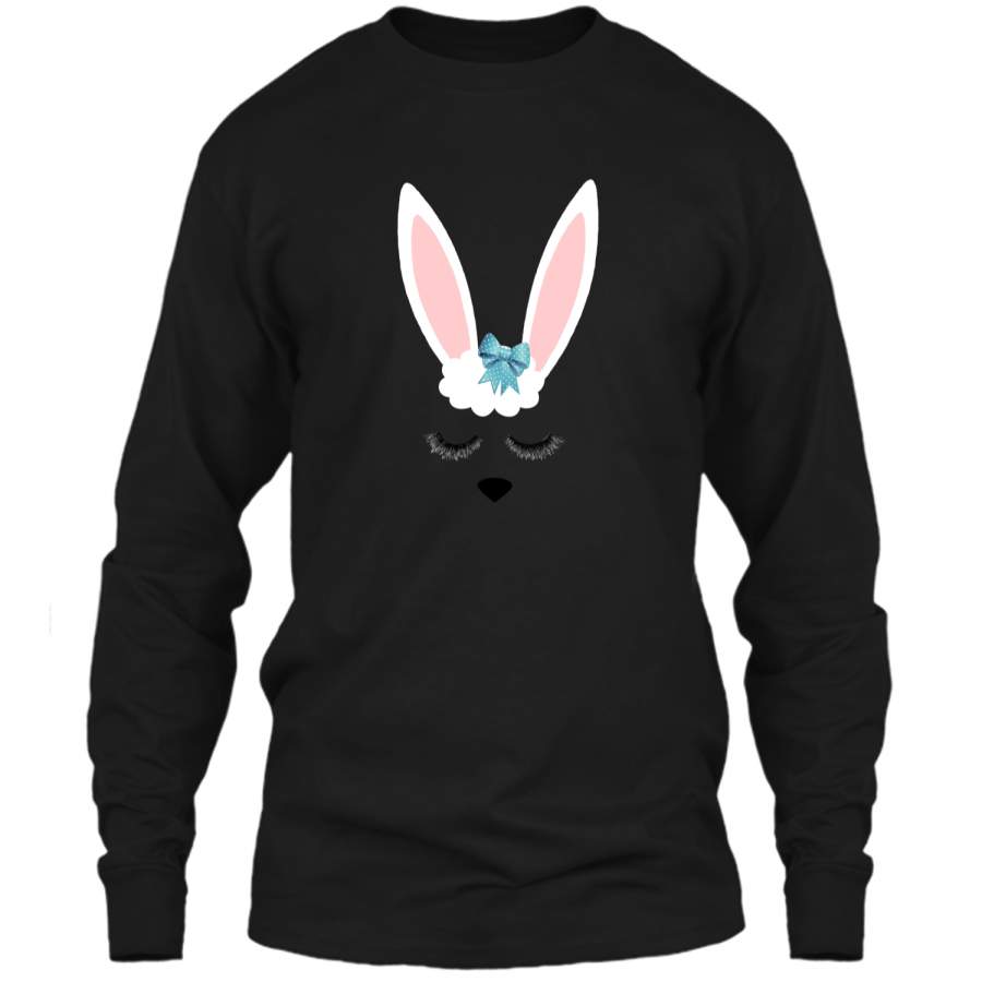 Cute Easter Bunny Shirt For Big Girls or Toddlers LS Ultra Cotton Tshirt