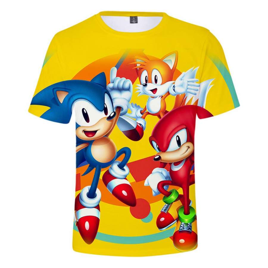 Boys Funny Sonic The Hedgehog Yellow t-shirt