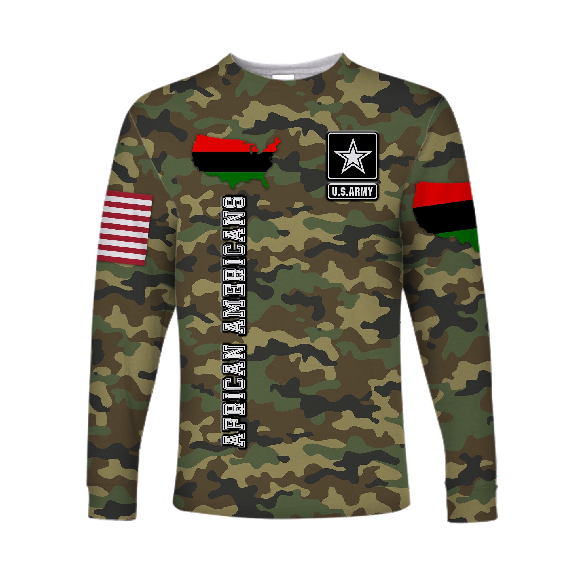 (Custom Personalised) Military Of African Americans Long Sleeve Shirt Flag Simple Style Lt8