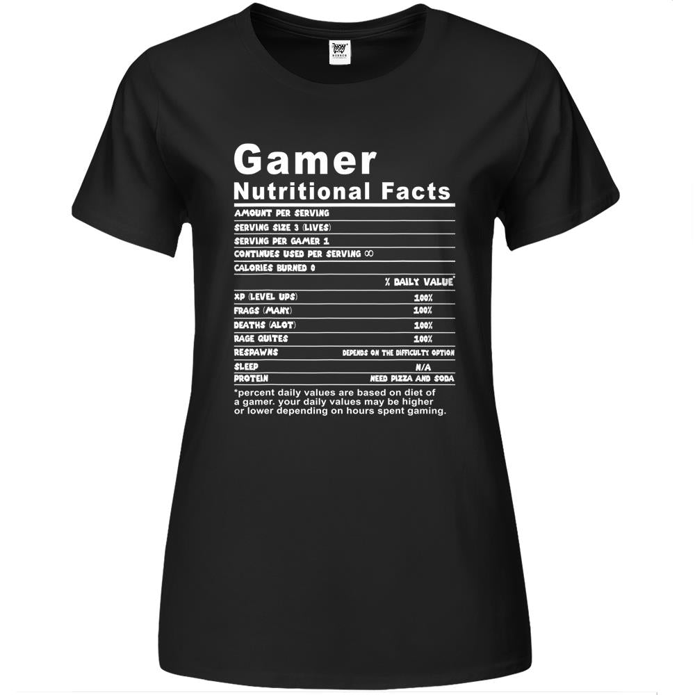 Nutritional Facts Shirt, Gamer Nutrition Facts Shirt, Gamer Nutritional Facts Cool Funny Gamers Shirt Premium Womens T Shirts