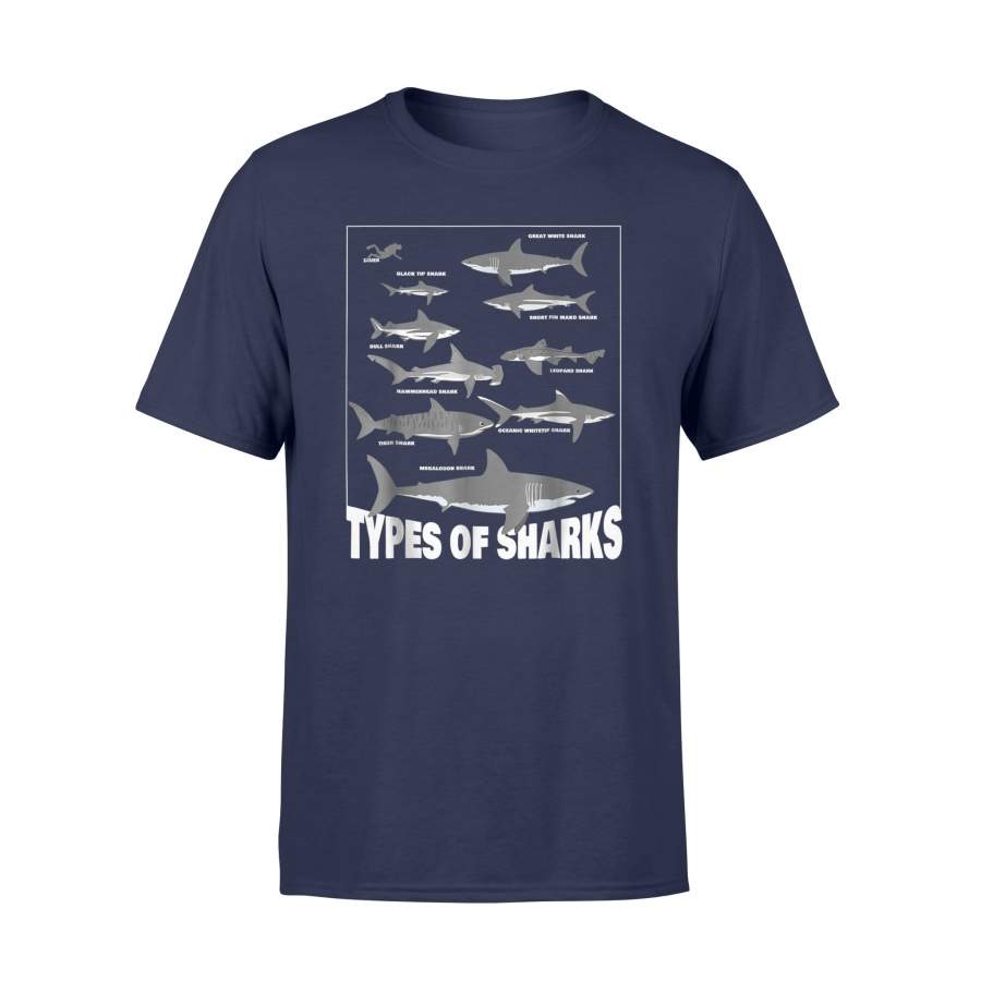 9 Types Of Sharks Educational Ocean T-Shirt