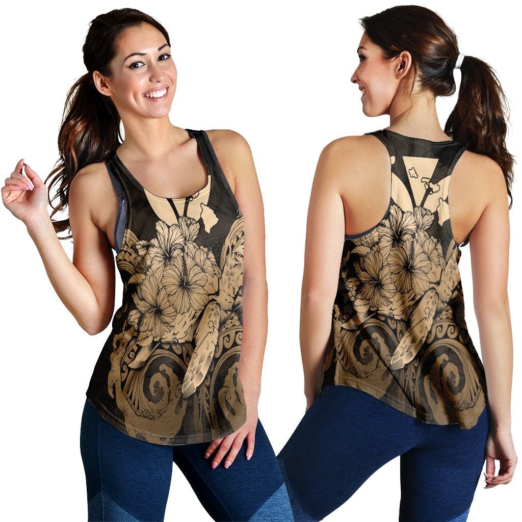 Hawaiian Turtle Wave Polynesian Racerback Tank Hey Style Gold Ah Ha22842