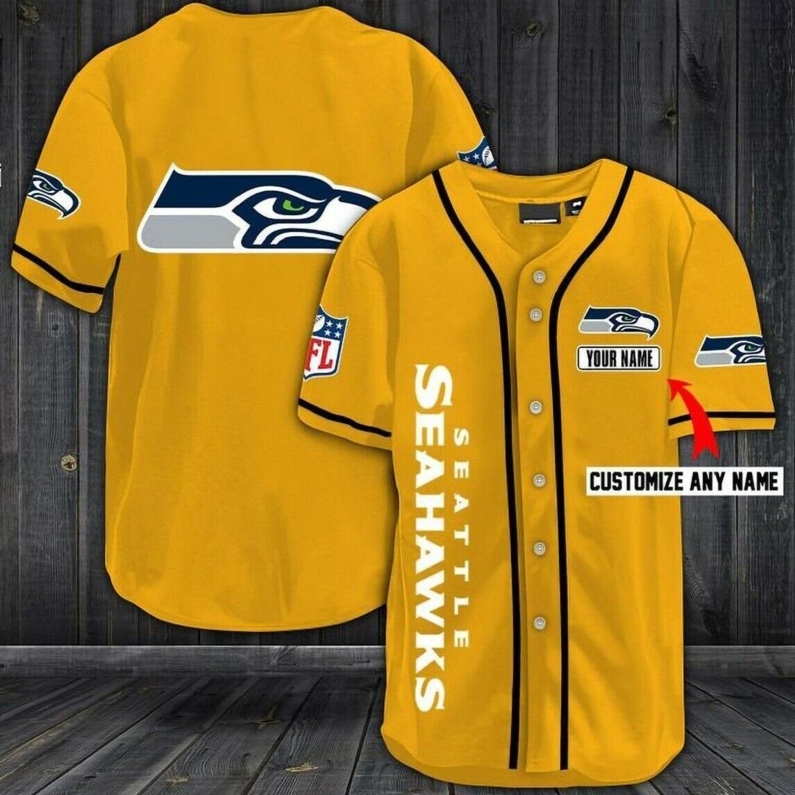 [Custom Name] Seattle Seahawks All Over Print Baseball Jersey For Fans