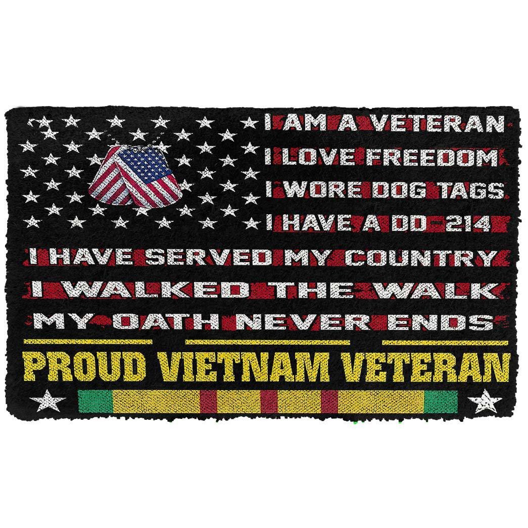 Gearhumans 3D Proud Vietnam Veteran Custom Doormat