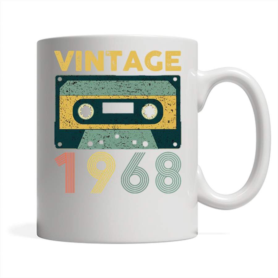 40th Birthday Gift Vintage 1968 Year Old Mixtape – Full-Wrap Coffee White Mug