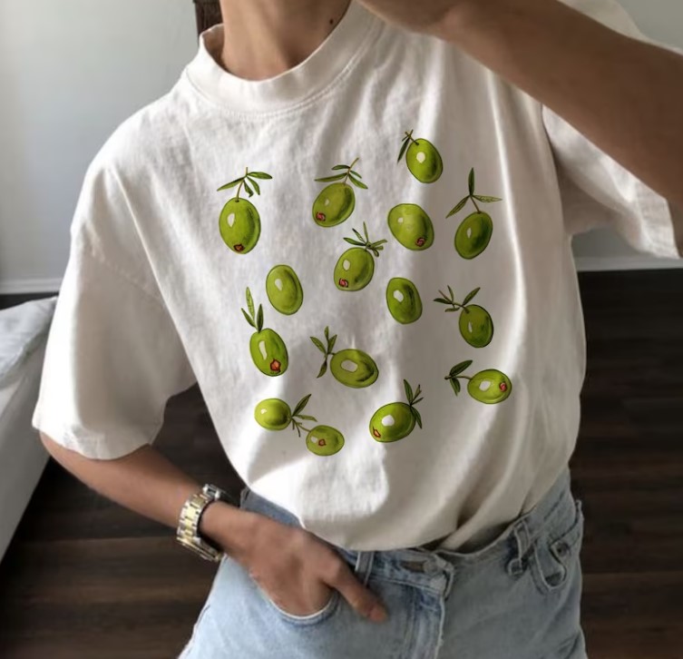 Vintage Olives Fruit Graphic Tee Shirt Outfit