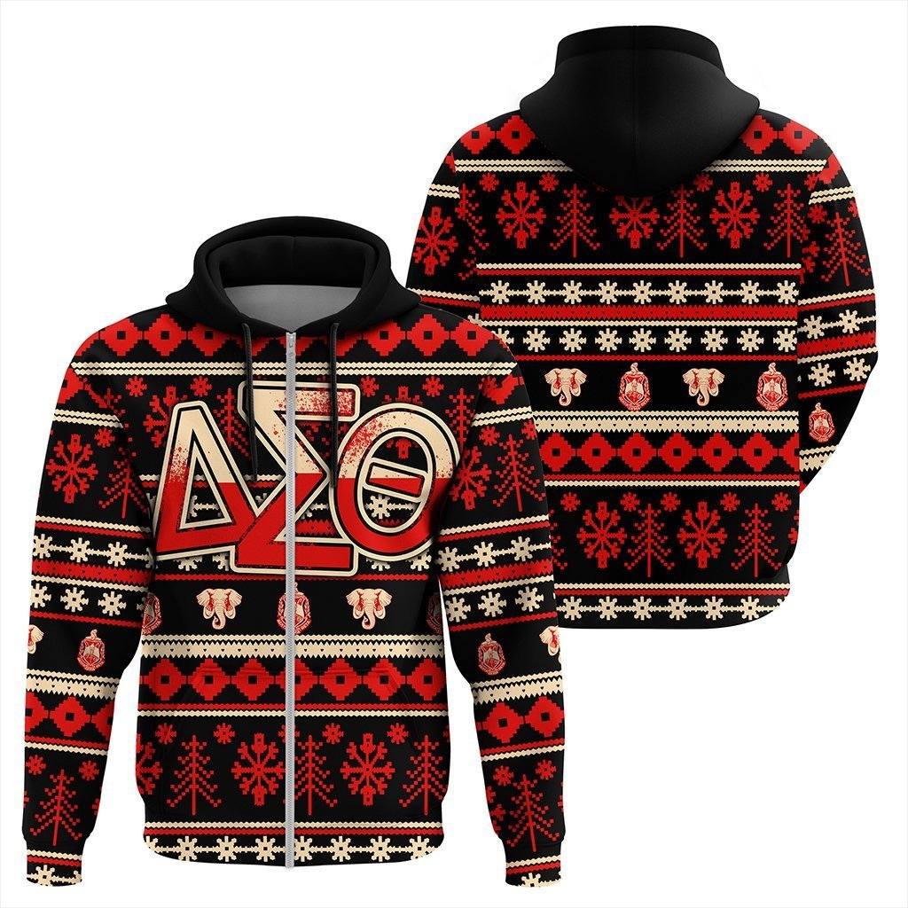 Greek Life Hoodie – Delta Sigma Theta Christmas Splatters Zip Hoodie