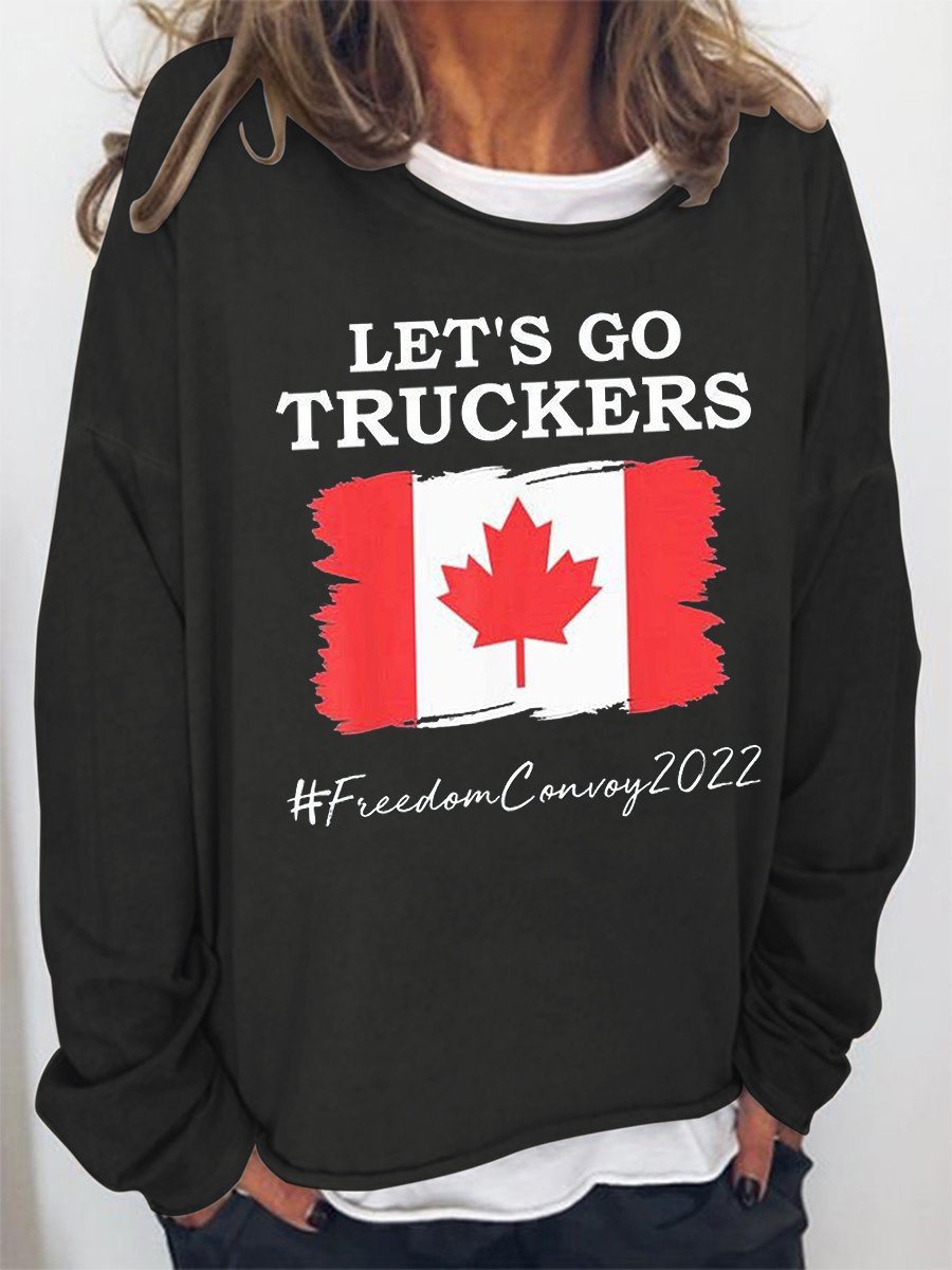 Women Let’S Go Truckers Freedom Convoy 2022 Slouchy Long Sleeve Top