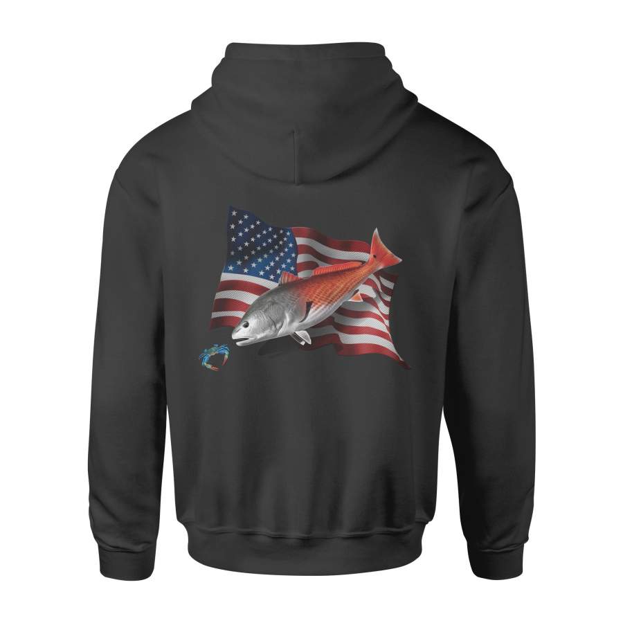 Redfish Puppy Drum American Flag – Fisherman Clothes – Hoodie – NQS116