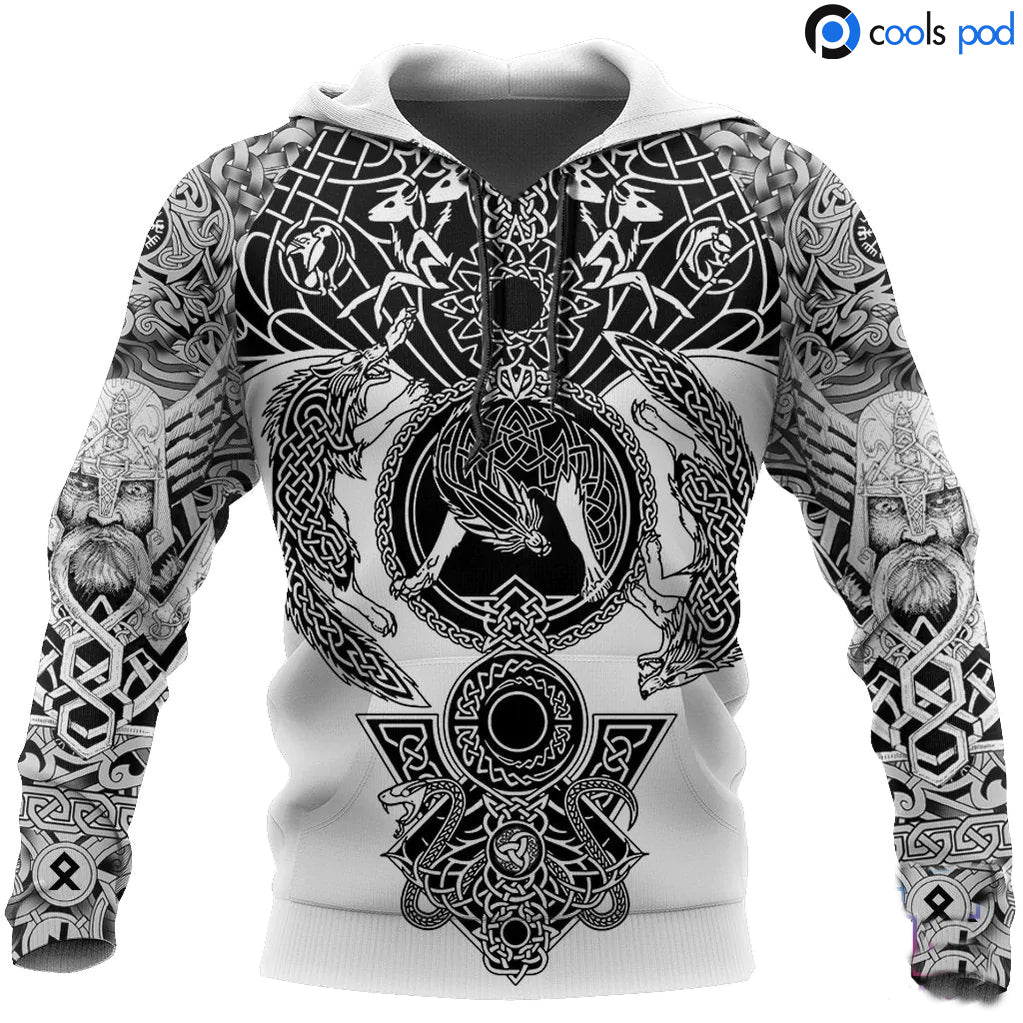 Viking Tattoo All Over Print Hoodie 3D Tattoo Viking Hoodie Men Women Viking Hoodies