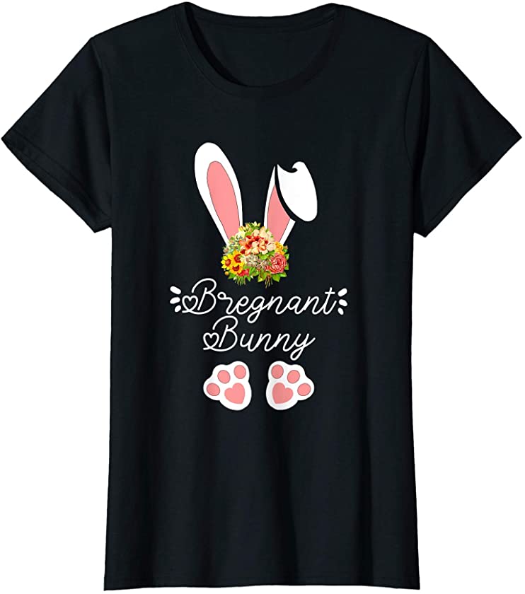 Womens I’m The Pregnant Bunny Cute Matching Family Easter T-Shirt