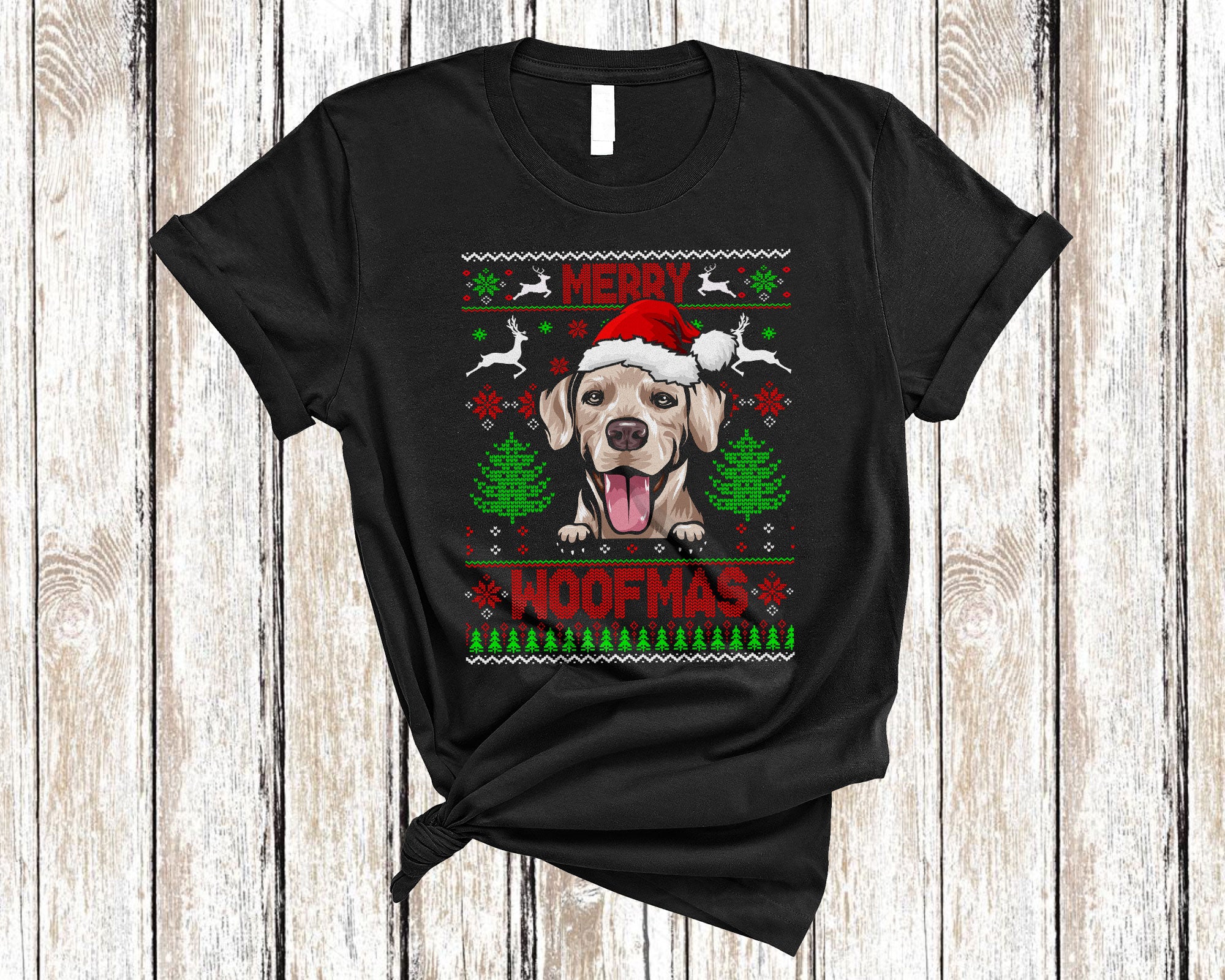 Christmas Dog Shirt Merry Woofmas Funny Ugly Christmas Santa Rhodesian Ridgeback Sweater Gifts T-Shirt