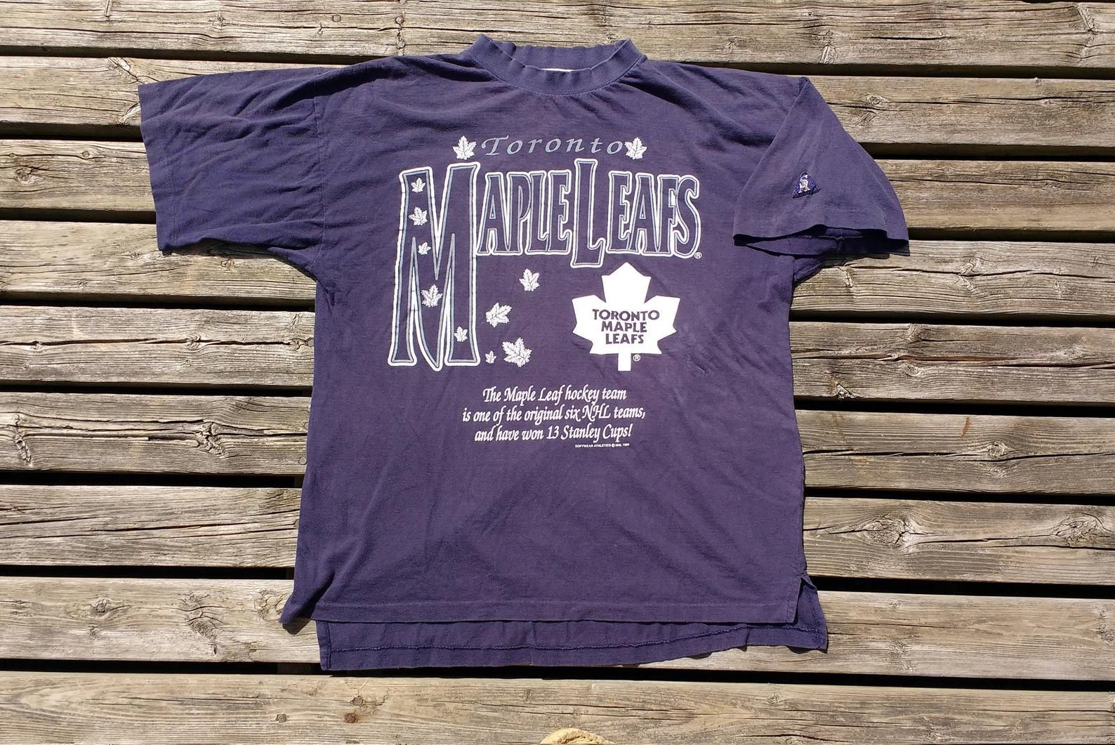 Vintage 1994 Toronto Maple Leafs Softwear Athletics Vintage T-Shirt Made In Canada