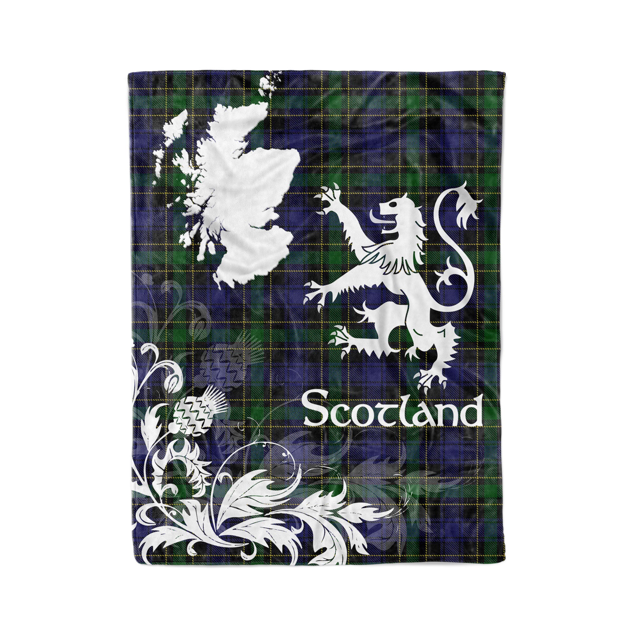 Tartan Plaid Fleece Blanket Tartan Blanket Thistle And Lion Scottish Clan Mowat Plaid Blanket