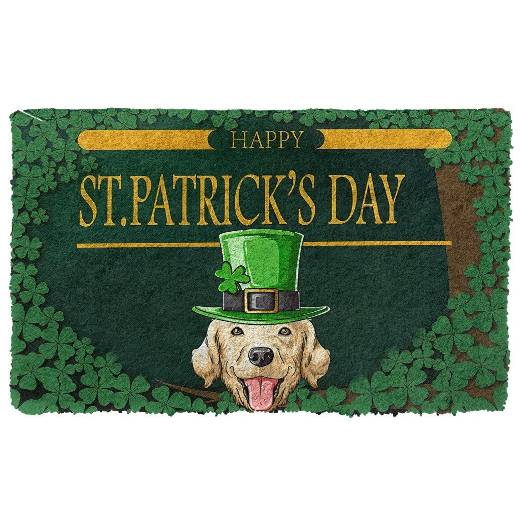 3D Happy St Patrick Day Labrador Retriever Custom Doormat