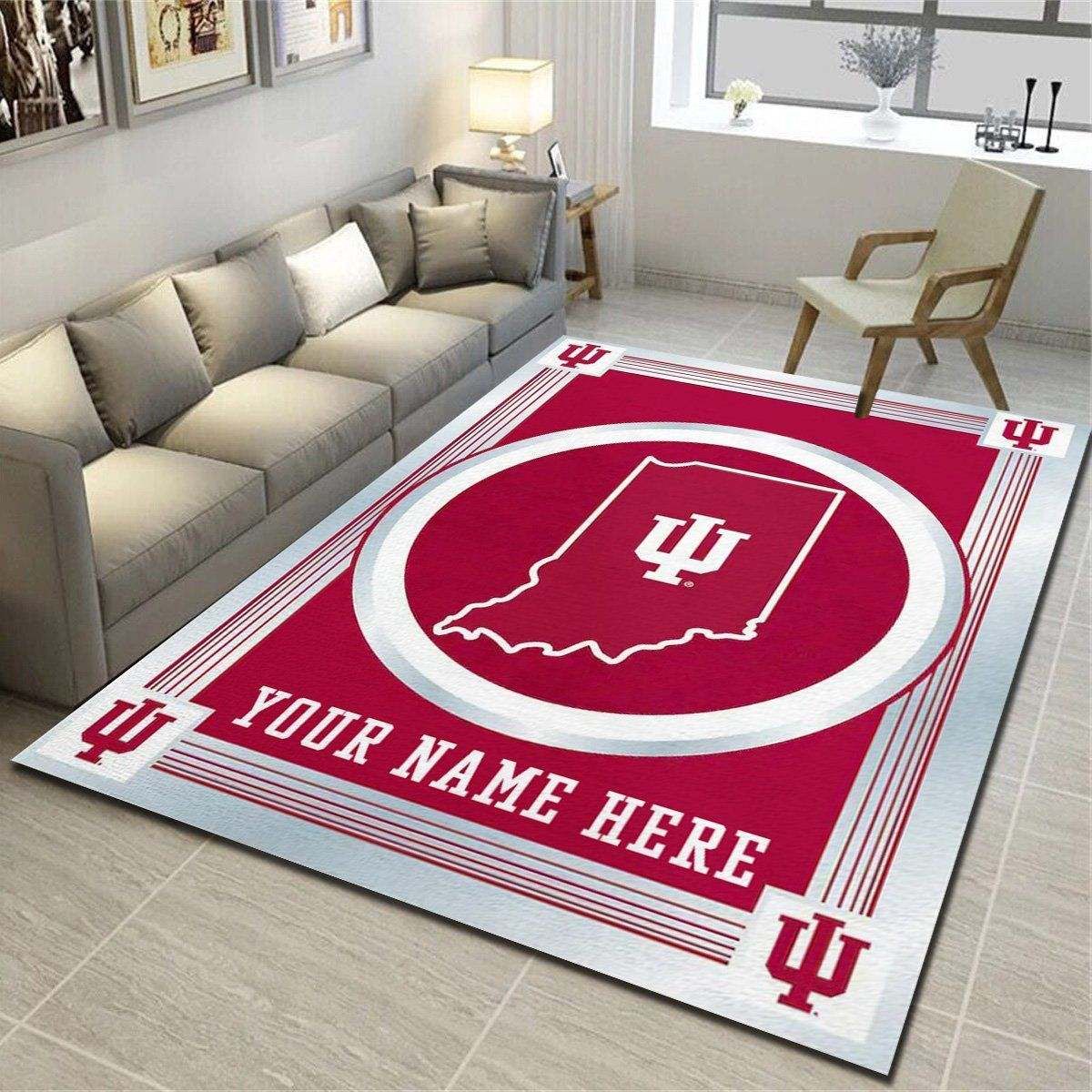 Indiana Hoosiers Personalized Area Rugs, Living Room Carpet, Customized Man Cave Floor Mat