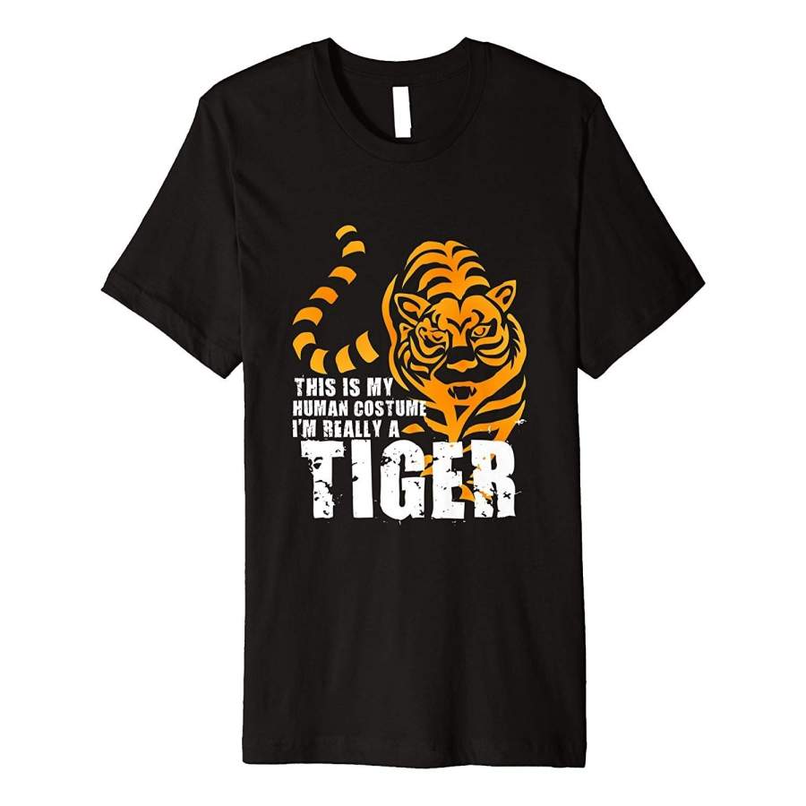 Human Costume Tee Shirt Tiger Orange Shirt For Men Fashion Cotton T-Shirts