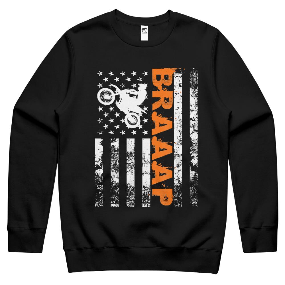 Braaap Vintage Usa American Flag Tee Crewneck Sweatshirt