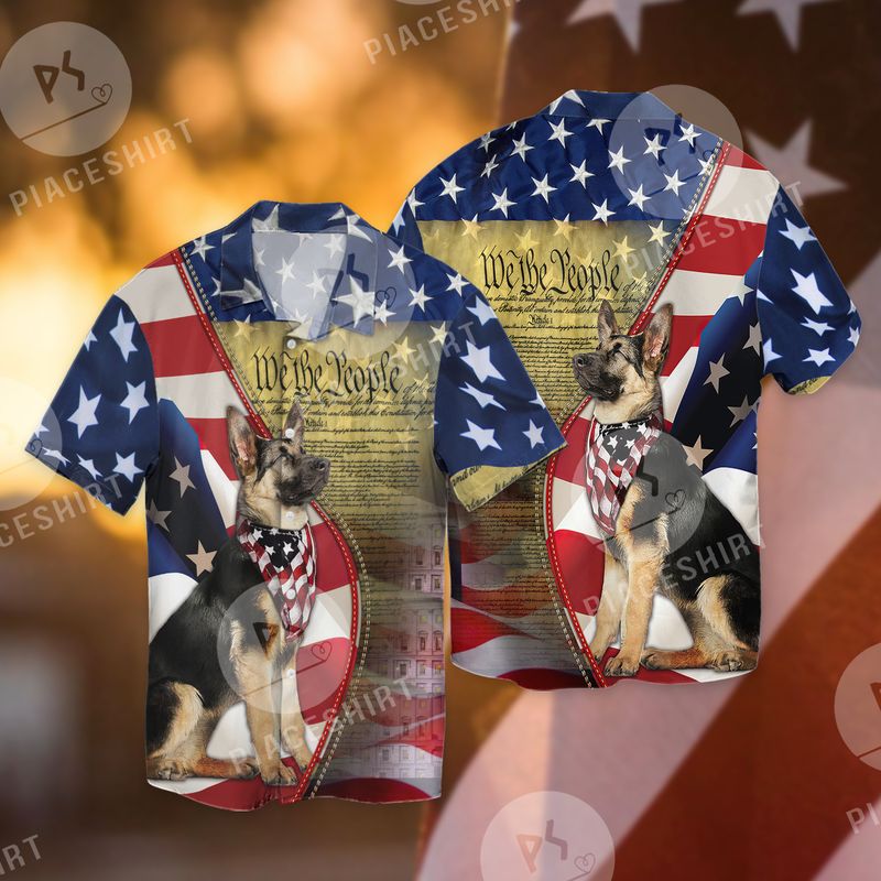 German Shepherd American Patriot Flag Full Print Hawaii Shirt Ha97880