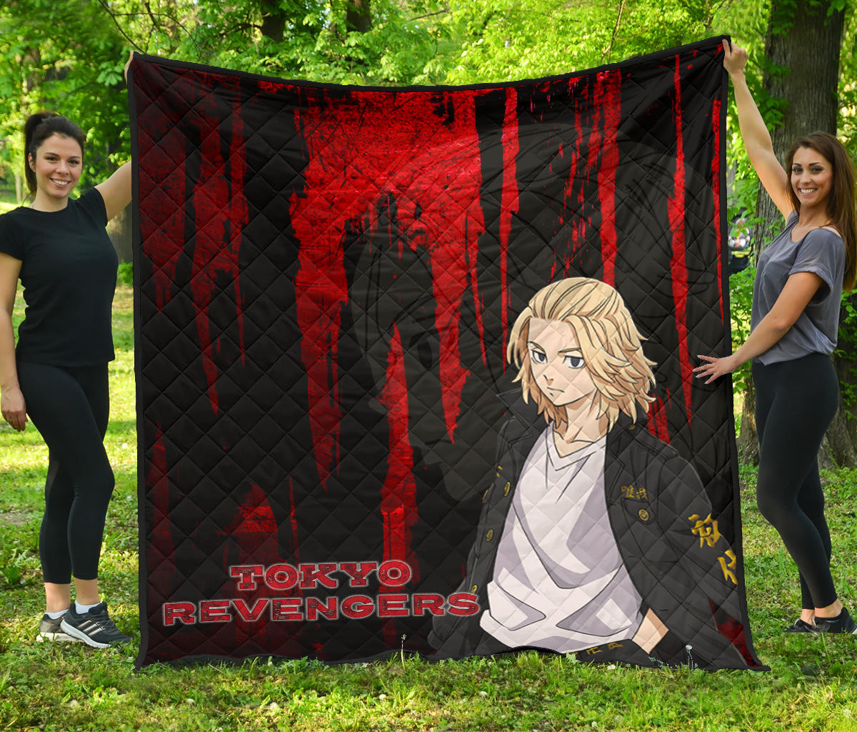 Tokyo Revengers Anime Cool Mikey Gang Shadow Red Black Theme Premium Quilt Blanket