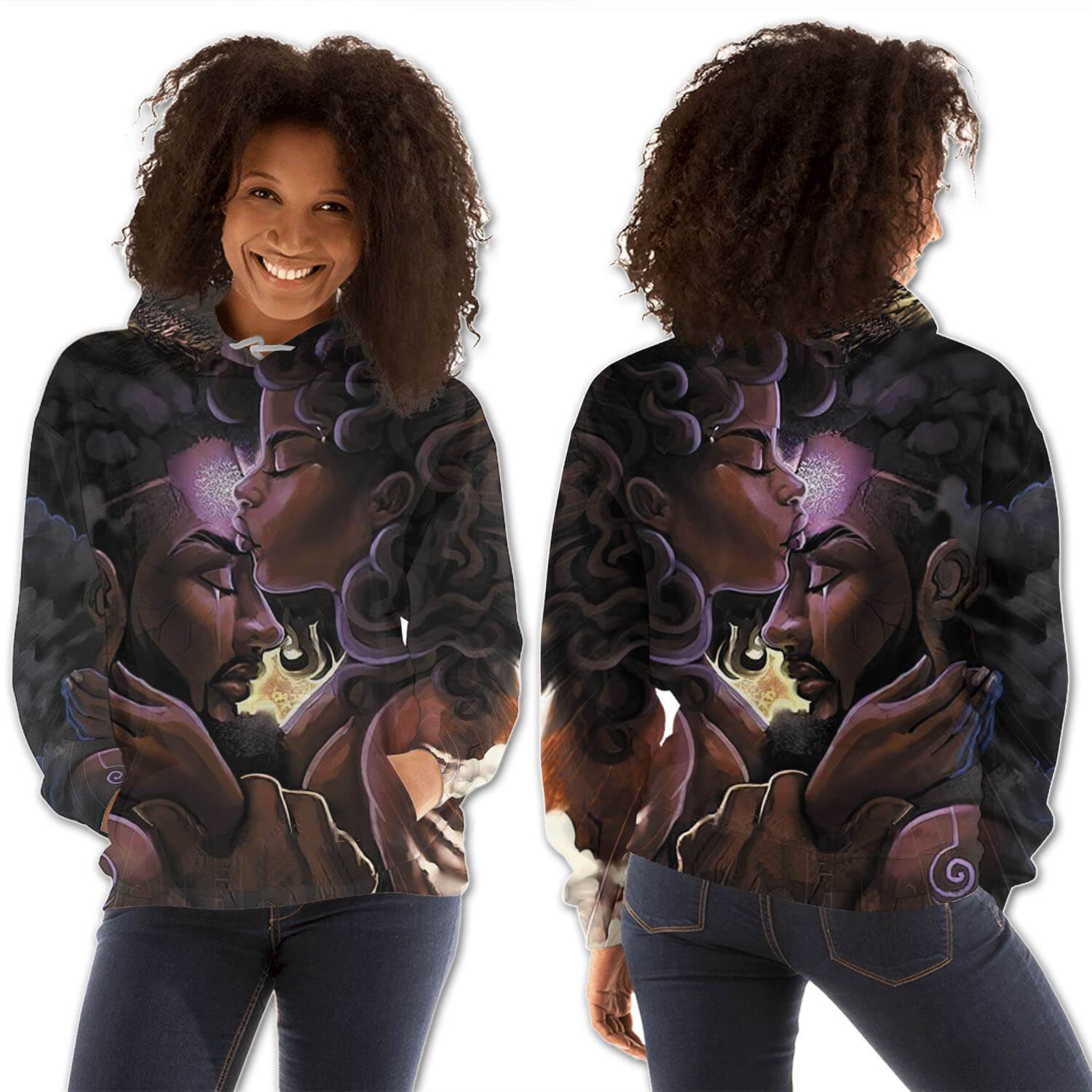 African American Hoodies Pretty Melanin Girl All Over Print Womens Hooded Sweatshirt Black History Clothing BPS71017