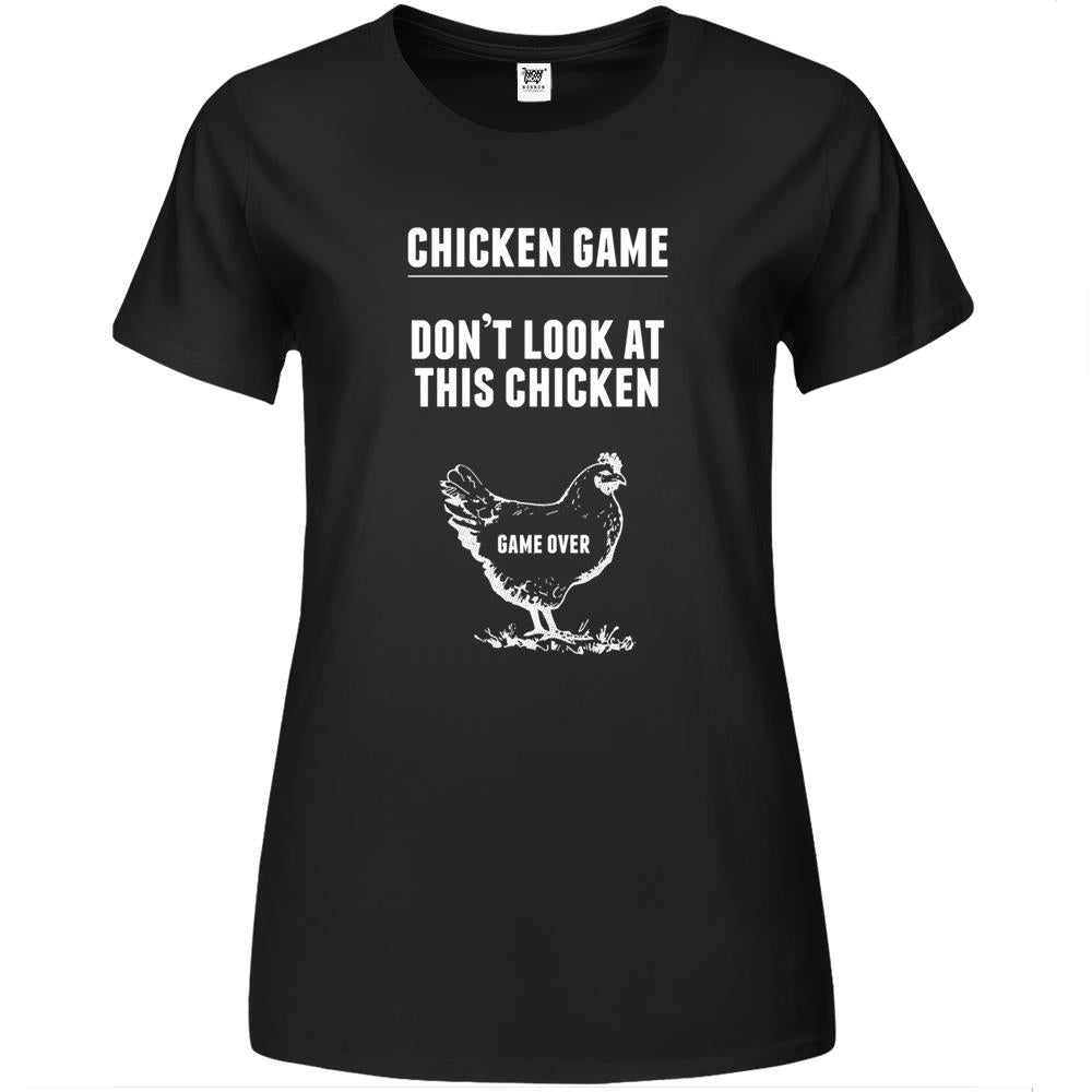 Chicken Game T-Shirt Funny Chicken Joke Premium Womens T Shirts