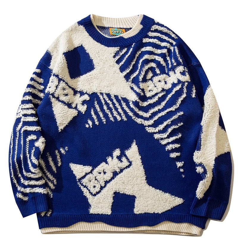 Retro Graffiti Knit Sweater