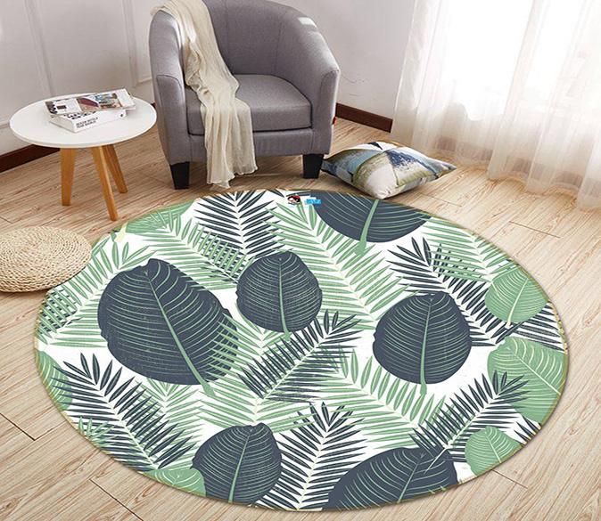 3d Big Leaves 201 Round Rug Home Decor