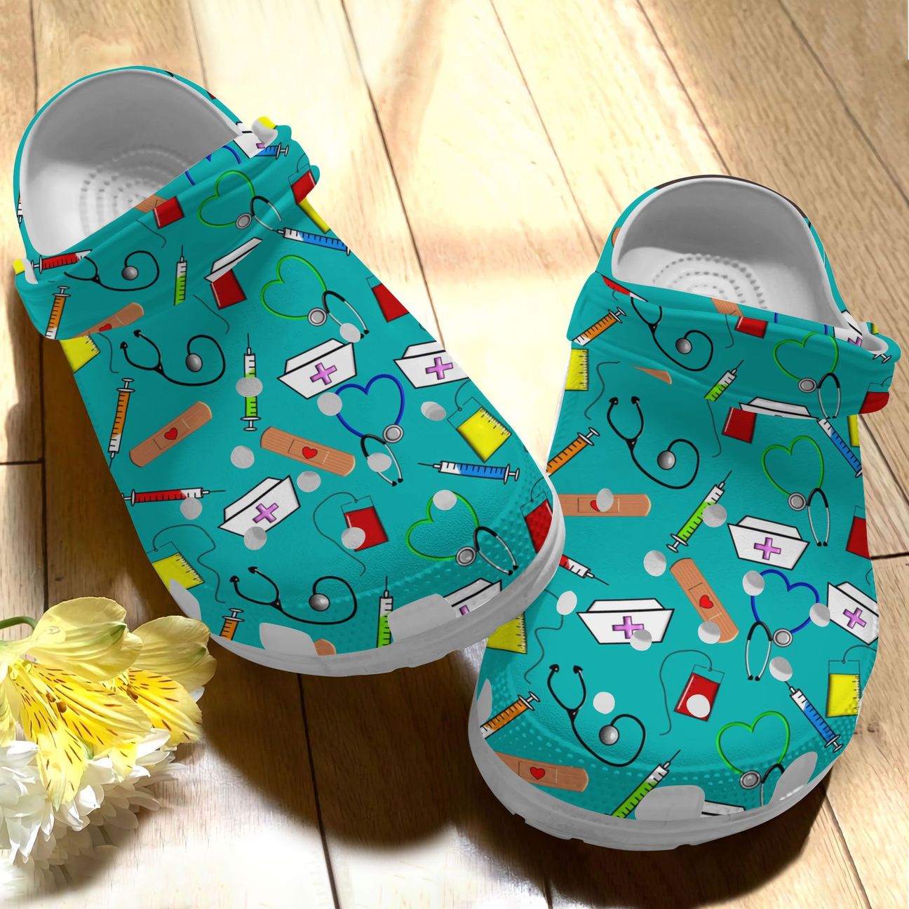 Nurse Personalize Clog, Custom Name, Text, Fashion Style For Women, Men, Kid, Print 3D Whitesole Nurse Theme Pattern