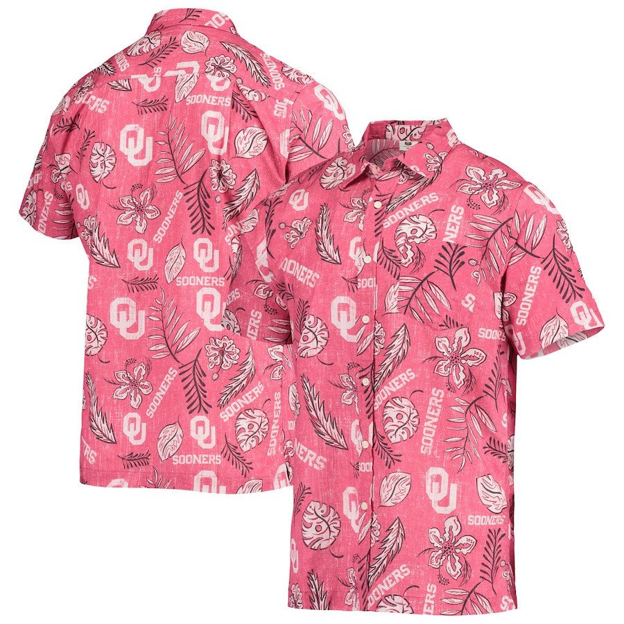 Oklahoma Sooners Crimson Vintage Floral Hawaii Shirt Ha26769