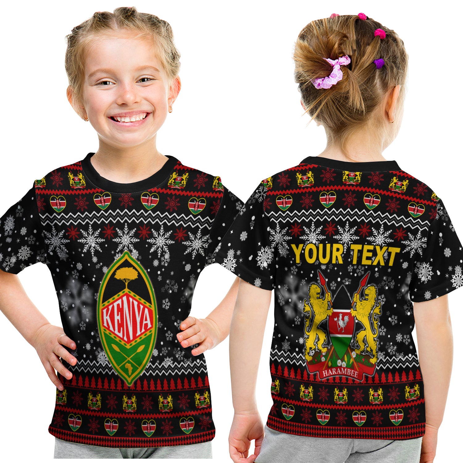 (Custom Personalised) Kenya Christmas  T Shirt Kid Shield Mix African Pattern Lt13