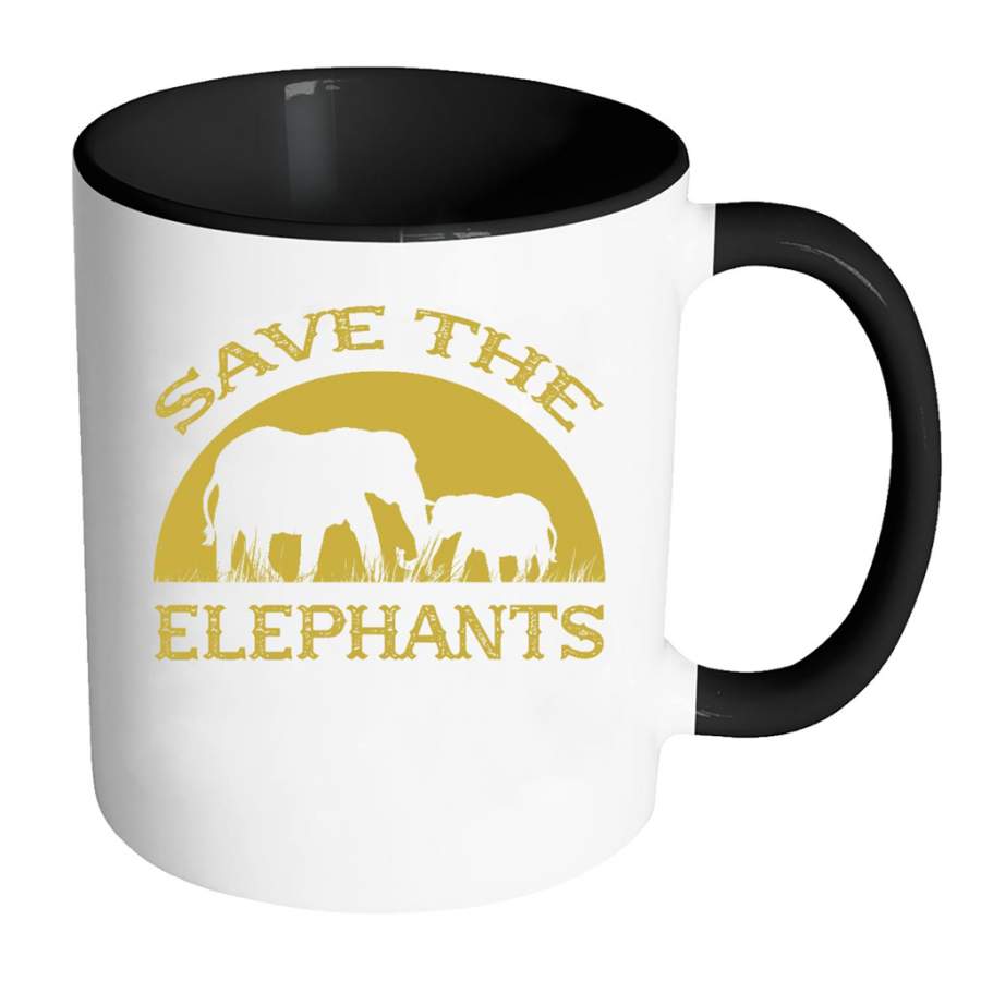 Save The Elephants – Full-Wrap Coffee Colors Accent Mug