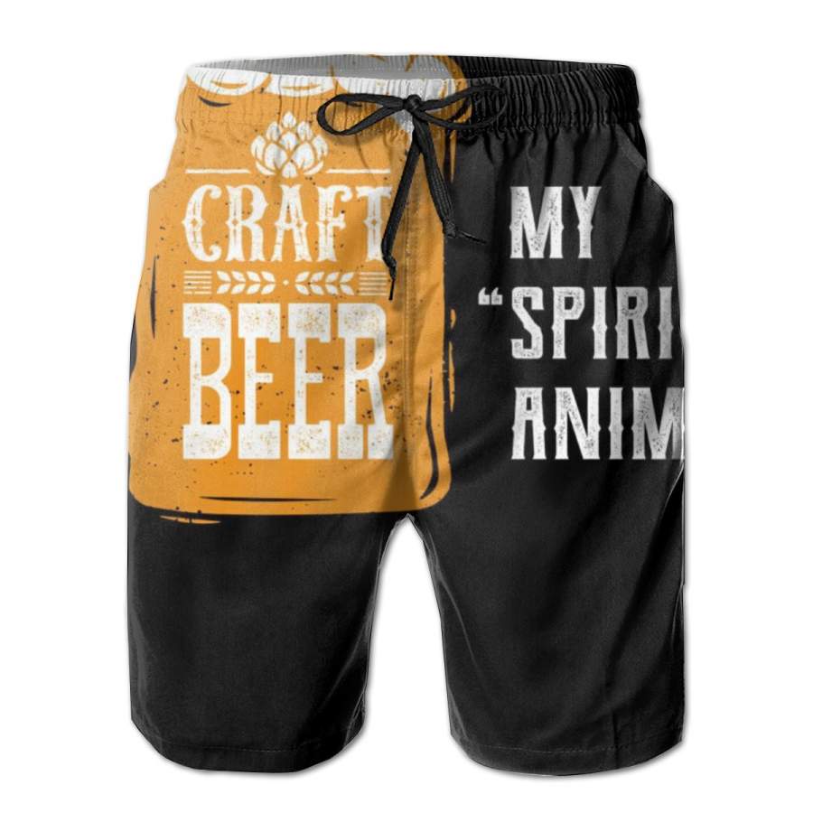 2 Pack Craft Beer My Spirit Animal Horizontal Poster Men Swim Trunks Drawstring Elastic Waist Quick Dry Beach Shorts with Mesh Lining Swimwear Bathing Suits