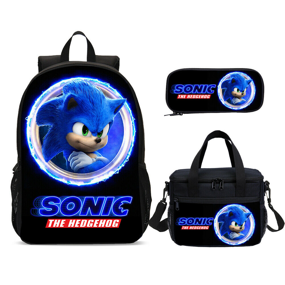 Casual Sonic The Hedgehog 3D School Backpacks For Kids Boy Girls Lightweight Backpack Bookbags 4Pcs