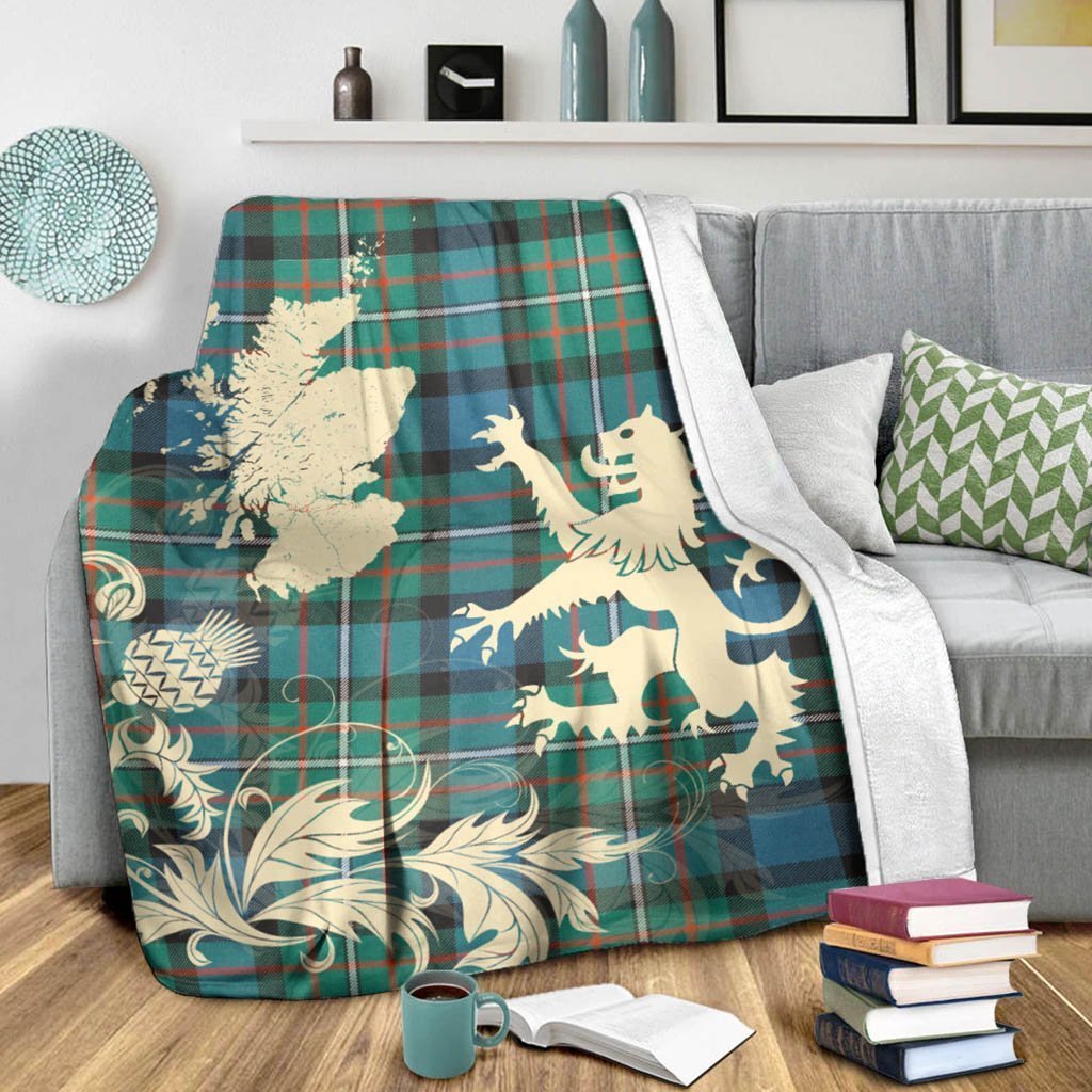 Tartan Blanket Ferguson Ancient Tartan Scotland Lion Thistle Map Plaid Blanket