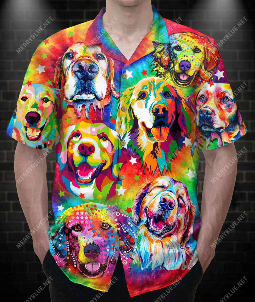 Colorful Golden Retriever Unisex Hawaii Shirt Ha66743