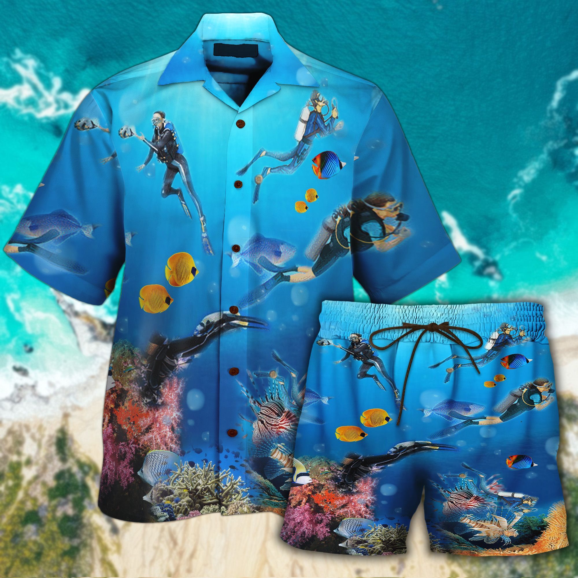 Scuba Diving All Over Printed Hawaii Shirt And Short Ha11899