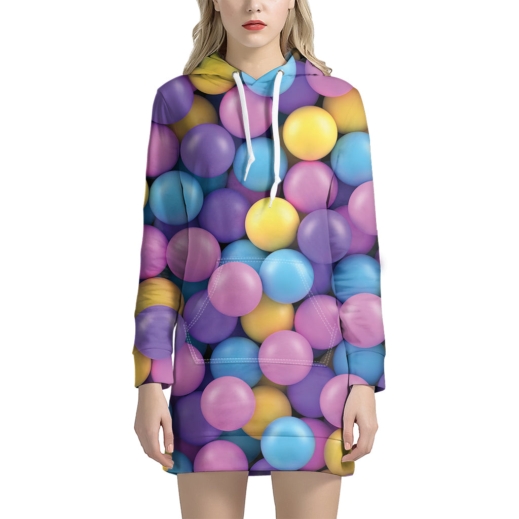 Sweet Candy Ball Pattern Print Women’S Pullover Hoodie Dress