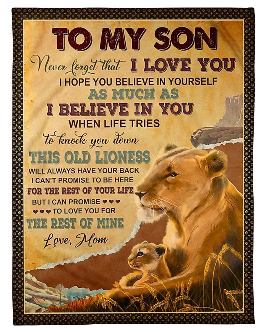 When Life Tries To Knock You Down Lion Mom And Her Child Mama Gift For Son Fleece Blanket