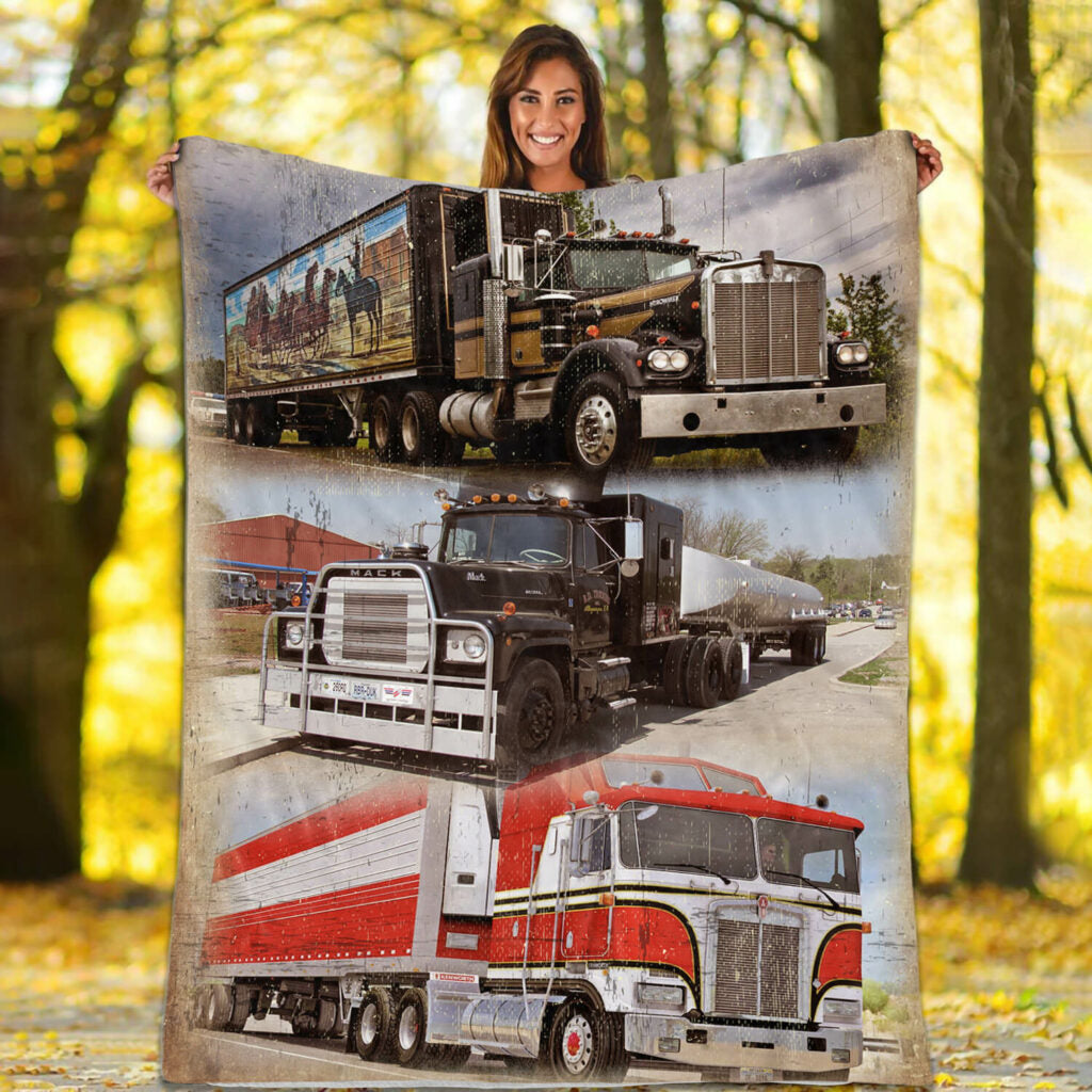 Truck Fleece Blanket , Gift For Trucker, Truck Driver Blanket