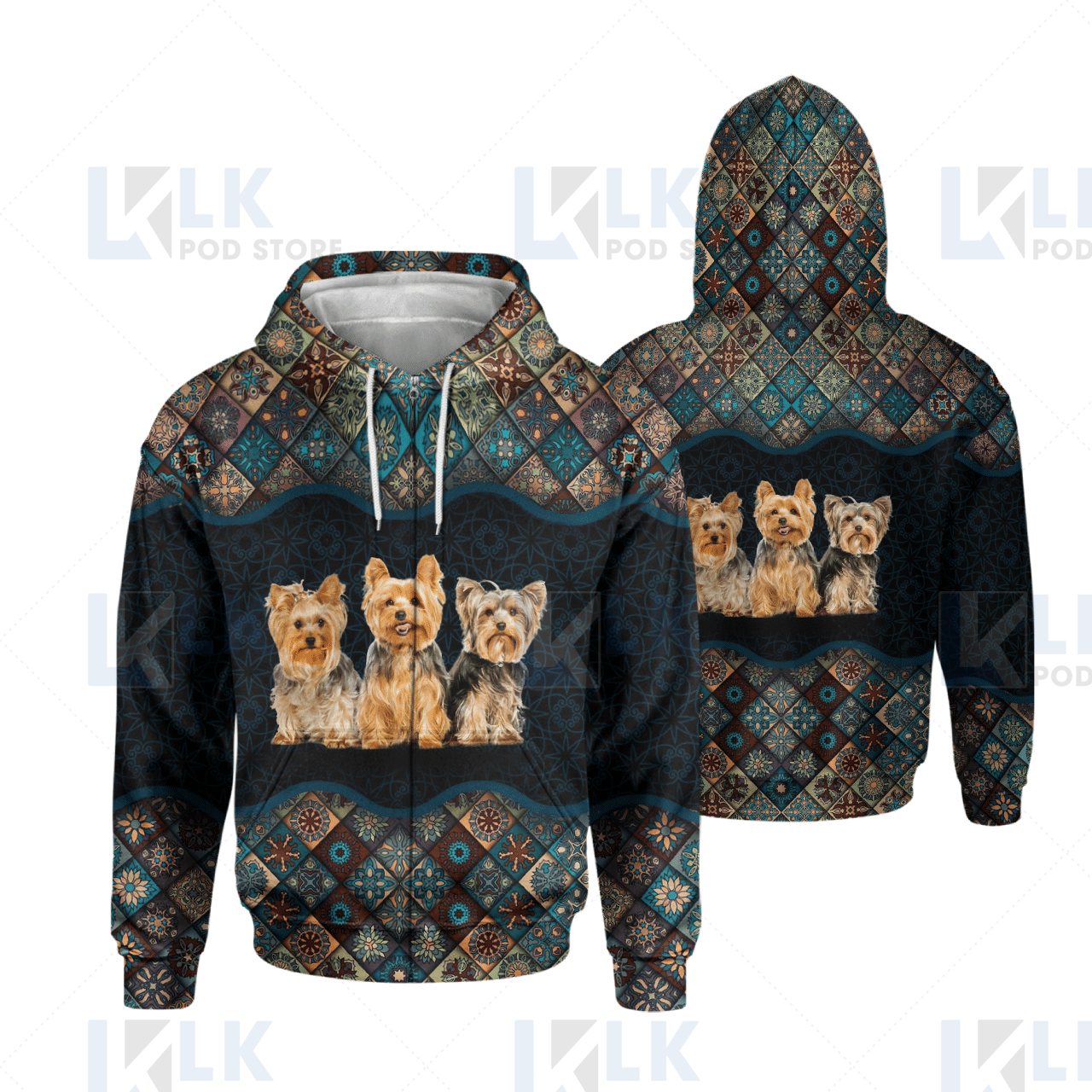 YORKSHIRE TERRIER – HOODIE Pattern Man Square [ID3-N]