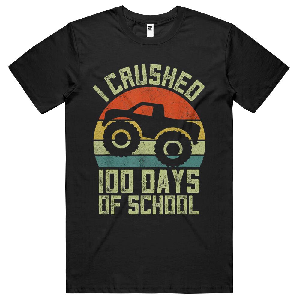 I Crushed 100 Days Of School Truck Vintage Shirt, Kids Boys T Shirts