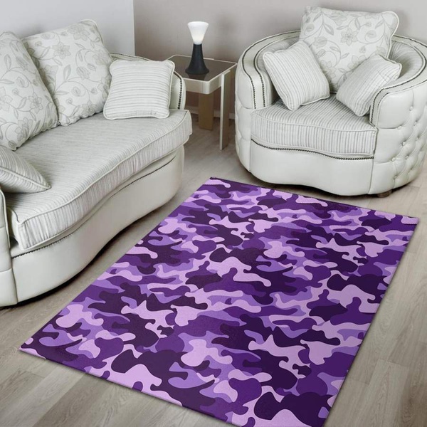 Purple Camo Print Area Rug